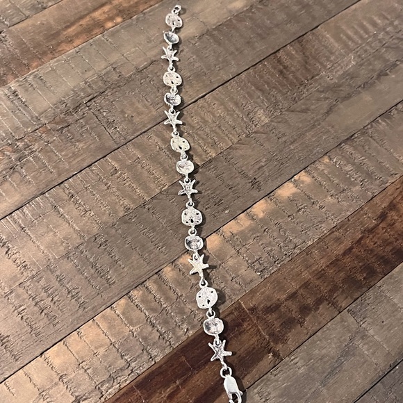 Sea Shell Star Fish Sand Dollar Bracelet Stamped 925 - Picture 3 of 5